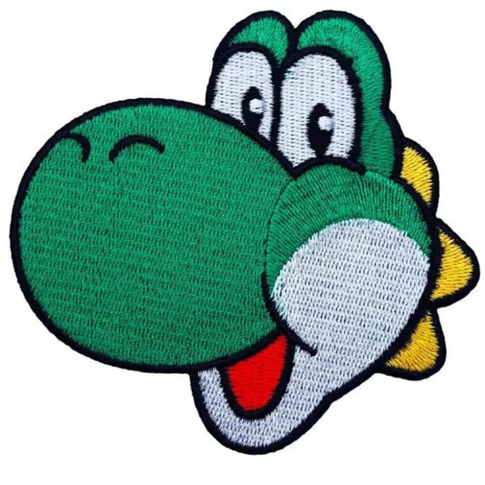 Yoshi Face Patch (3 Inch)  Super Mario Brothers Dinosaur Iron or Sew-on Badges Cartoon DIY Costume Patches