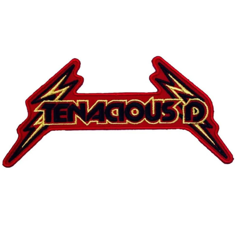 XL Tenacious D Patch (10.5 Inch) Iron or Sew-on Badge Jack Black Rock Band Red Lightening Music Logo Patches
