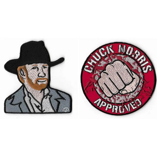 2x Chuck Norris Approved Patch Set (3.5 Inches) Iron-on Badges