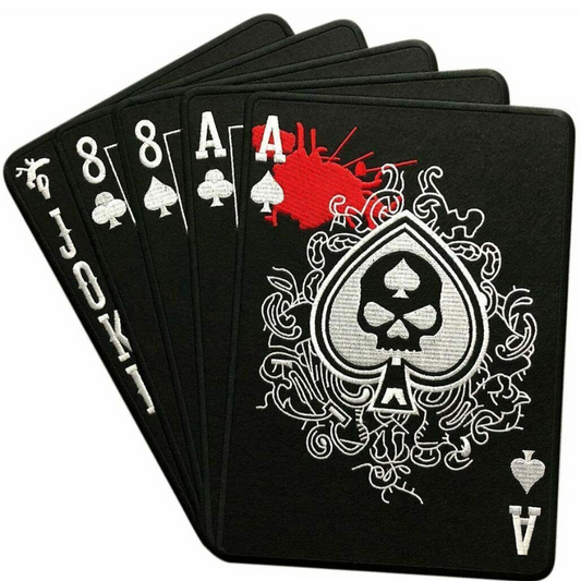 Ace Of Spades Dead Mans Hand Patch (4 Inch) Iron-on Badge Poker Card Aces N'8's