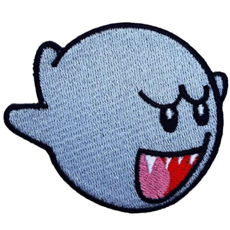 BOO Ghost Patch (2 Inch) Super Mario Brothers Iron or Sew-on Badges Cartoon DIY Costume Patches