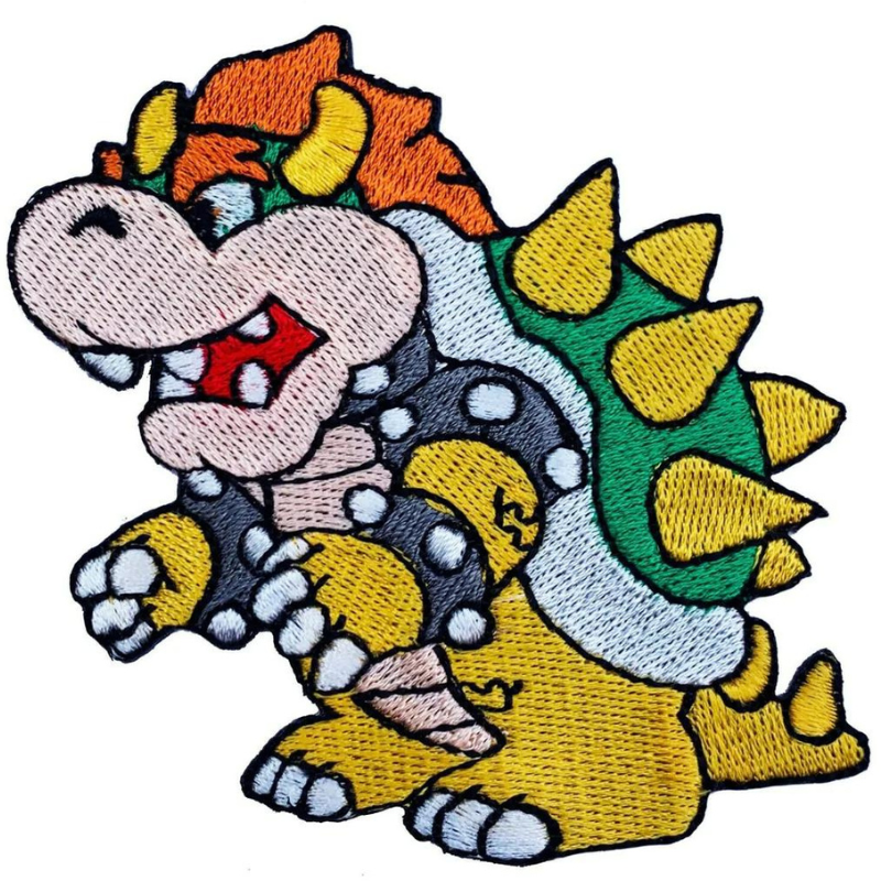 Bowser Patch (2.5 Inch) Super Mario Brothers Iron or Sew-on Badges Cartoon DIY Costume Patches