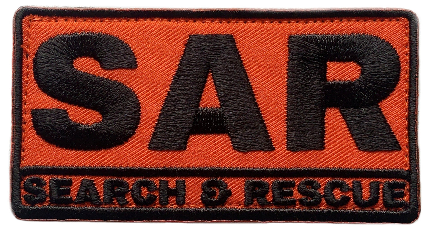 Search & Rescue SAR Patch (3 Inch) Velcro Orange Team Badge Mountain Air Coast K-9 Dog Unit Patches