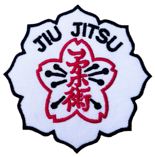 Jiu Jitsu Flower Patch (3.5 Inch) Iron/Sew-on Badge Japan Kanji BJJ Kimono