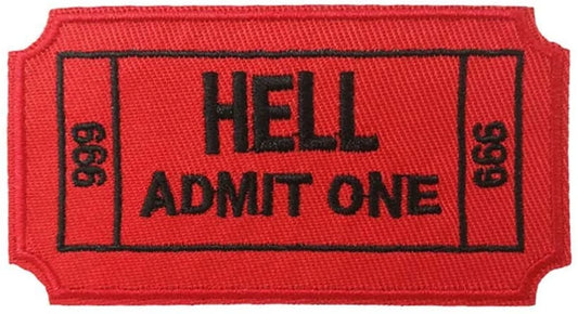 Hell Admit One 666 Ticket Patch (3.5 Inch) Iron or Sew-On Badge Horror DIY Costume Patches
