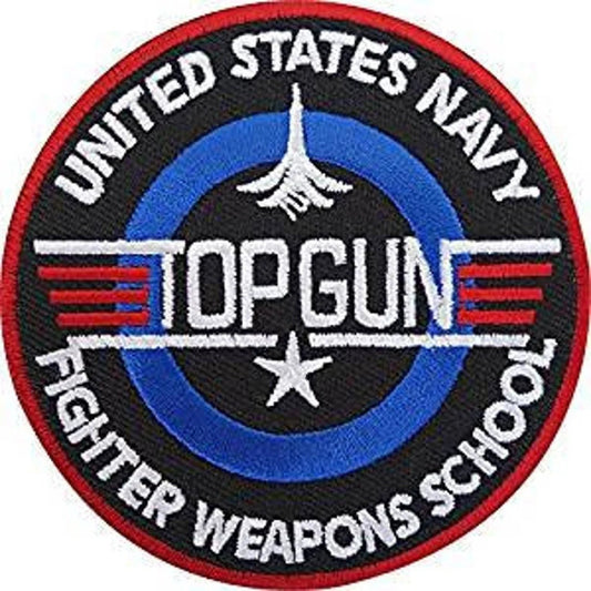 Top Gun Logo Patch (4 Inch) Iron or Sew-on Badge US Navy Fighters Weapon School Flight Suit Costume Patches