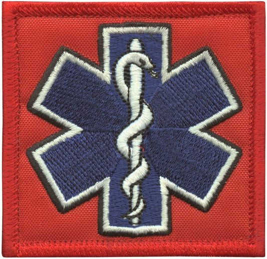 EMS EMT Red Star Of Life Patch (3 Inch) Velcro First Aid Badge