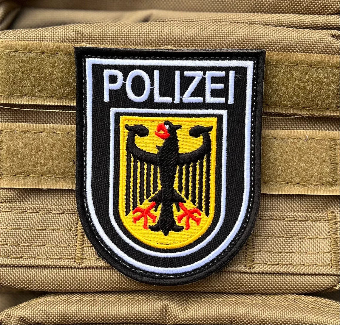Polizei Deutschland Patch (3.65 Inch) Velcro German Police Badge –