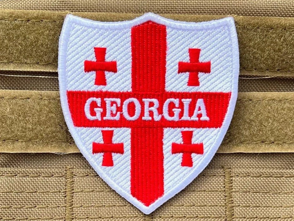 Georgia Flag Patch (3 Inch) Velcro Badge (Hook + Loop)