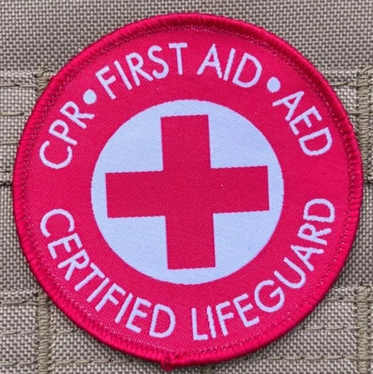 First Aid AED CPR Lifeguard Patch (3 Inch) Iron/Sew-on Badge Red Cross Patches