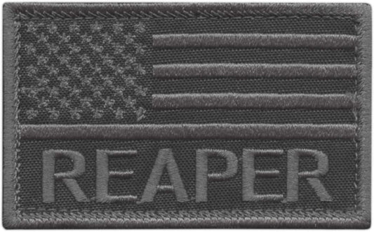 USA American Flag Reaper Subdued Combat Patch (3.25 Inch) Velcro Hook and Loop Badge